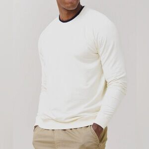 Peter Millar Mens Crown Lava Wash Crew Neck Long Sleeve Sweatshirt Ivory Sz XL